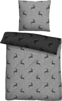 biberna Baumwoll-Satin Bettwäsche 0614609 HIRSCH, sturmgrau, 1x 135x200 cm + 1x 80x80 cm