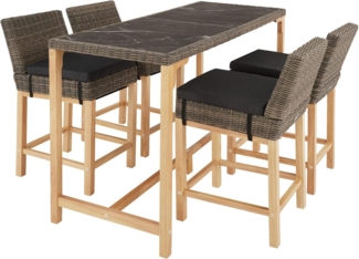 tectake Sitzgruppe Rattan Tisch Lovas mit 4 Stühlen Latina, (Set, 5-tlg), mit Aluminiumgestellen