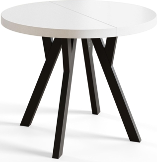 Alpi-Möbel Esstisch Wohnzimmertisch - Ausziehbarer runder Tisch 80-120 cm - Weiß, Ausziehbar, 2 x Einsatz 50 cm