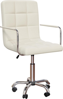 Vida Designs Clabo Bürostuhl, höhenverstellbar, Leder, Schreibtischstuhl mit Armlehnen und Rollen, für Heimarbeit und Studium (Beige)