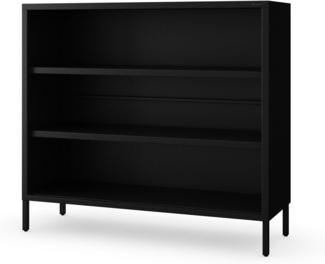 Jan Nowak Niedriges Bücherregal Metall - Luca | 2 Verstellbare Ablagen, Industrial Style | Standregal für Wohnzimmer, Schlafzimmer, Kleines Regal, Buchregal Glitzernd | 100 x 90 x 35 cm | Schwarz