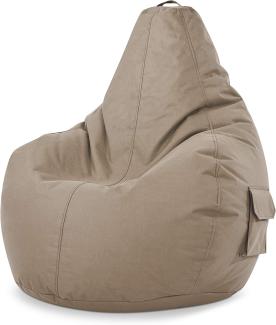 Green Bean© Sitzsack mit Rückenlehne "Cozy" 80 x 70 x 90 cm - Gaming Chair mit 230L Füllung - Bean Bag Lounge Chair Sitzhocker Taupe