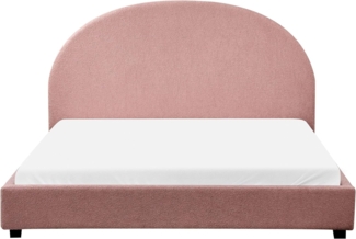 Bett mit Lattenrost Bouclé VAUCLUSE 160x200 cm Pastellrosa