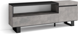 Skraut Home | TV-Schrank, Lowboard | für Wohnzimmer und Esszimmer | 150 x 57 x 35 cm | Für TV-Geräte bis zu 65" | Industriedesign | Moderner Stil | Zement