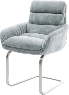 Freischwinger Abelia-Flex mit Armlehnen Chenille Pastellblau Freischwinger flach Edelstahl