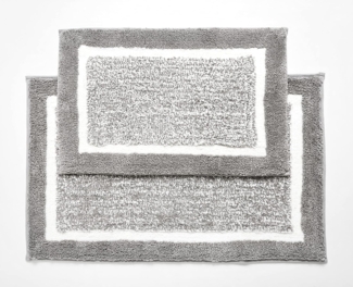 Penguin Home® Mikrofaser-Plüsch-Badematte,2er-Set,Rennstrecken-Design,graue Farbe,waschbare Toilettenvorleger,Badezimmermatten-Sets,2-teilig, rutschfeste Latex-Rückseite,Größe 40x60 cm und 50x80 cm