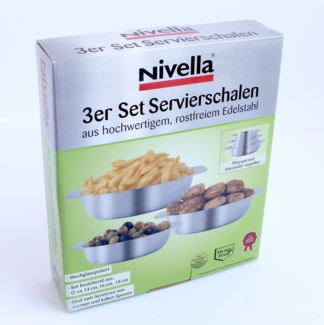 Edelstahl Servierschalen 3er-Set Schüsselsatz Salatschüssel Snackschale Schüssel