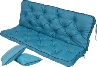 TexDeko Auflagekissen Ecolen Gartenbankauflage für Hollywoodschaukel mit Rückenlehne, (1x Gartenbankauflage für Hollywoodschaukel + 2x Kissen), UV-Beständig