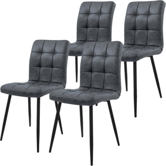ML-DESIGN Stuhl Esszimmerstuhl mit Rückenlehne Polsterstuhl mit Metallbeine (4 St), Ergonomischer Stuhl Anthrazit Kunstleder Wohnzimmerstuhl Küchenstuhl