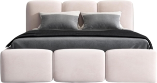 Polsterbett STAR 160x200 ohne Matratze mit Bettkasten und Lattenrost. Farbe: Beige 2