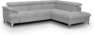 Mivano Schlafsofa David / Moderne Eckcouch mit verstellbaren Kopfteilen, Bettfunktion und Stauraum / 256 x 71 x 208 / Mikrofaser-Bezug, Grau