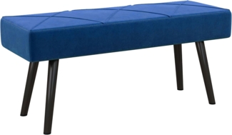 HOMCOM Polsterbank mit X-Muster, in Samtoptik, bis 120 kg Belastbar (Bettbank, 1-St, Sitzbank), für Schlafzimmer, 100 x 36 x 45 cm, Blau
