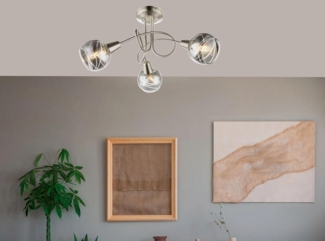 TRANGO LED Deckenleuchte, 3-flammig 1010-38SD Deckenbeleuchtung WOW inkl. 3x3-Stufen dimmbar LED Leuchtmittel 3000K warmweiß I Deckenlampe in Edelstahl-Optik mit Design rauchigen Glaslampenschirmen, Deckenstrahler, Wohnzimmer Lampe, Spots schwenkbar