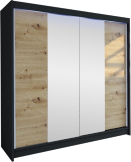 Kleiderschrank Talin II, mit RGB LED Beleuchtung, Farbe: Schwarz / Artisan Eiche