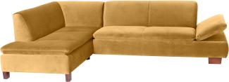 Terrence Ecksofa Samtvelours Mais Buche Nussbaumfarben