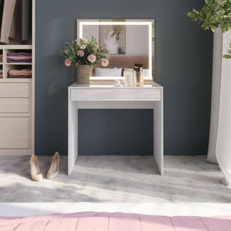 Schminktisch Sherry Weiß/Weiß Hochglanz 81.4 cm mit LED-Spiegel Vicco