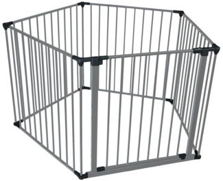Safetots Premium MehrPanelSpielbereich, Pentagon, Grau, 70cm Hoch, 5 Panels, 1x72 cm TürPanel und 4x72 cm SeitenPanels, BabySpielplatz, Spielbereich für Kleinkinder, Großer Spielbereich