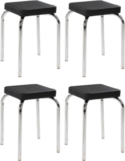 HAKU Sitzhocker Stapelhocker PIK, 4er Set, Schwarz, Kunstleder, stapelbar