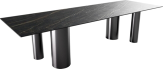 Esstisch Edge 300x100 Keramik Laminam®Noir Desir Braun Pilier Edelstahl Graphit