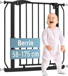 ib style Türschutzgitter Treppengitter Berrin Schwarz 67-75 cm, Ohne Bohren, Sicherheitsgitter für Türen und Treppen, Zum Klemmen