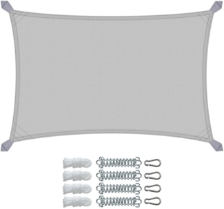 VOUNOT® Sonnensegel Rechteckig mit Befestigung Set, Wasserdicht Sonnenschutz Wetterbeständig, für Balkon Garten Terrasse, 3x2 m, Hellgrau