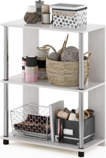 Furinno Jaya Bücherregal im schlichten Design, Weiße Eiche/Edelstahl