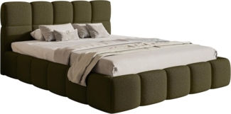 Selsey Bett Polsterbett 160x200 cm Boucle Gewebe Reißfest Cloudy Olivgrün