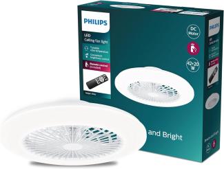 Philips Deckenventilator und LED Deckenleuchte Amigo, 20W+40W, Durchmesser 49cm, rund, inkl. Fernbedienung