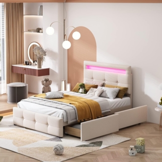 OKWISH Polsterbett Doppelbett Stauraumbett (Ohrenform Doppelte Nietenreihe Flanell, Knopfnähte Kopf-und Fußende, Bettunterseite ist mit schmutzabweisenden schwarzen Vliesstoff, Grau), Kiefernholz Flanell 180*200cm,Inklusive Matratze Allgemeine Daten