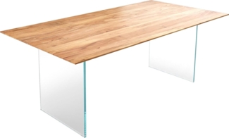 Esstisch Edge 200x100 cm Akazie Natur Gestell Glas Schweizer Kante
