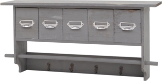 Garderobe HWC-C49, Wandgarderobe Wandregal, Vintage mit 5 Schubladen 32x65x13cm ~ Shabby Look, grau
