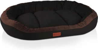 BedDog PRINS PREMIUM Hundebett, aus strapazierfähigem Alicante-Gewebe, Hundesofa mit Seiten, ovales Kissen für Ihr Haustier, Hundecouch XXL, BLACK-FIELD (schwarz/braun)