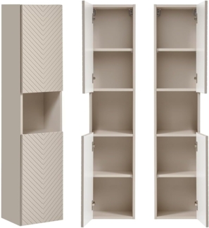 Lomadox Hochschrank VERACRUZ-56 Badschrank, kaschmir, gerillte Front, grifflos