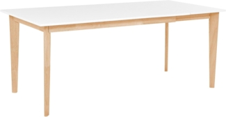 Esstisch weiß / heller Holzfarbton 140/180x90 cm ausziehbar SOLA