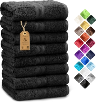 NatureMark 8er Pack Handtücher, 100% Baumwolle, 50x100 cm, Handtuch Set Schwarz