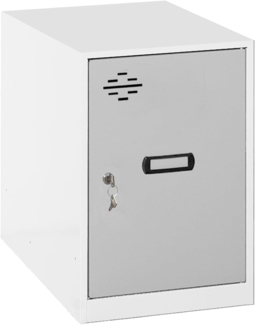 SimonRack Simonlocker Kommode, klein, 475 x 300 x 500 mm, Amario aus Metall, inkl. Schlüssel, Weiß/Grau