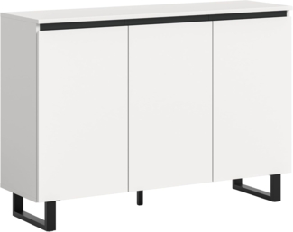xonox. home – Sideboard Tomasa 120 x 84 x 36 cm in Weiß Melamin und Schwarz – Stilvolle Kommode mit Stauraum – modernes Design für Wohn- oder Essbereich – pflegeleicht & geradlinig