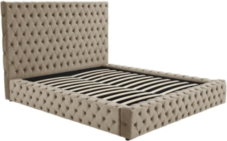Vente-unique - Chesterfield-Bett mit Bettkasten - 160 x 200 cm - Samt - Taupe - DULENI