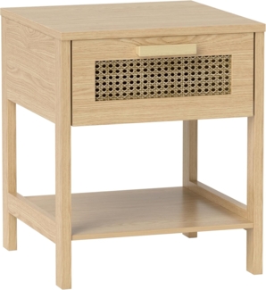 HOMCOM Nachttisch Nachtschrank Beistelltisch (natürlicher Nachtkommode mit Schublade, 1-St, Rattan-Design), MDF, Natur