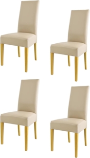 Tommychairs - 4er Set Moderne Stühle Luisa für Küche und Esszimmer, robuste Struktur aus lackiertem Buchenholz Farbe Eiche, Gepolstert und mit Kunstleder in der Farbe Leinen bezogen