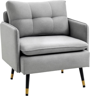 HOMCOM Sessel Armlehnensessel mit Kissen (Akzentstuhl, 1-St, Einzelsofa), Grau, 76 x 68 x 80 cm