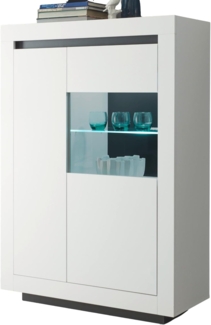 Vitrine Rooky in weiß und anthrazit 96 x 136 cm