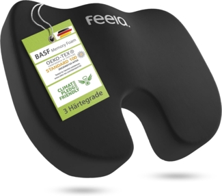 feela Sitzkissen Orthopädisches Auto-Sitzkissen – entlastet Rücken & Steißbein, Mehr Komfort auf langen Fahrten – fördert Haltung & entspanntes Sitzen