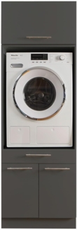 LAUNDREEZY Waschmaschinenschrank mit Schrankaufsatz, Anthrazit - Waschmaschinen-Überbauschrank TÜV-zertifiziert mit viel Stauraum - 67,5 x 200 x 67,5 cm (B/H/T)