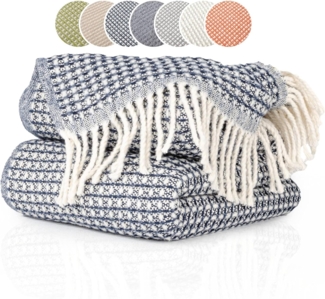 Plaid Beatriz feine Kuscheldecke Reisedecke Tagesdecke Wohndecke, ANRO, Wendedecke kuschelig-weich 150x200 cm Blau