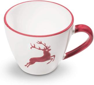 Bordeauxrot Hirsch, Kaffeetasse Gourmet (0,2L) - Gmundner Keramik Kaffeetasse - Mikrowelle geeignet, Spülmaschinenfest