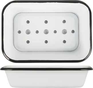 Ib Laursen - Seifenschale 2-teilig mit Ablaufeinlage Emaille Weiß 0407-11