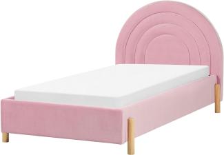 Bett mit Lattenrost ANET 90 x 200 cm Samtstoff Rosa