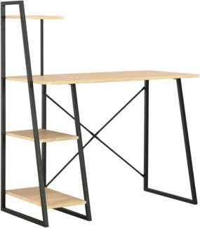 Schreibtisch mit Regaleinheit, Schwarz/ Eiche, 102 × 50 × 117 cm