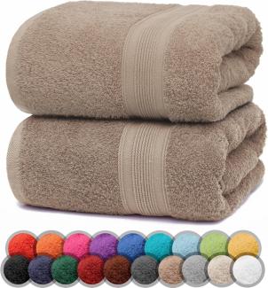 NatureMark 2er Pack DUSCHTÜCHER Premium Qualität 70x140 cm DUSCHTUCH Dusch-Handtuch Doppelpack Farbe: Sand/Beige